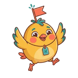 Yippo the chick celebrating