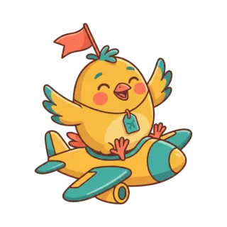 Yippo the chick flying a plane