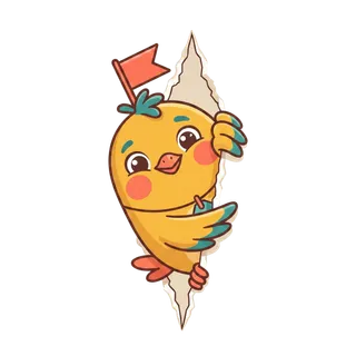 Yippo the chick peeking through the page